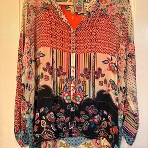 Johnny Was Floral Patchwork Women's Top